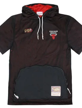 Chicago Bulls Mens Hooded T-Shirt - Black - Size Large - Mitchell & Ness - FashionsVida