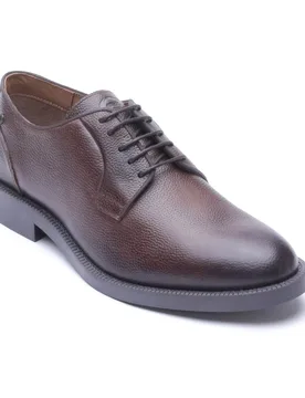 Luca Leather Mens Tumbled Brown Derby Shoes - Size Uk 9 - Base london - FashionsVida