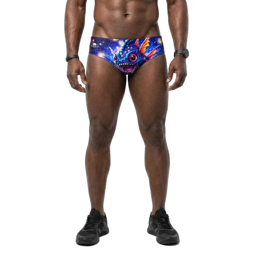 Little Dragon Fireworks Swimming Brief Royal M Men - TURBO - FashionsVida