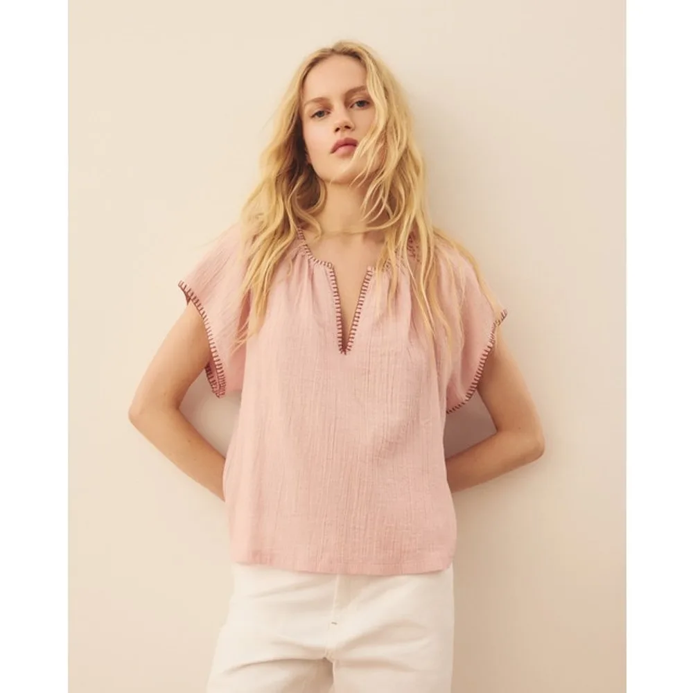Camiseta de mujer romántica bordada - Southern Cotton - FashionsVida