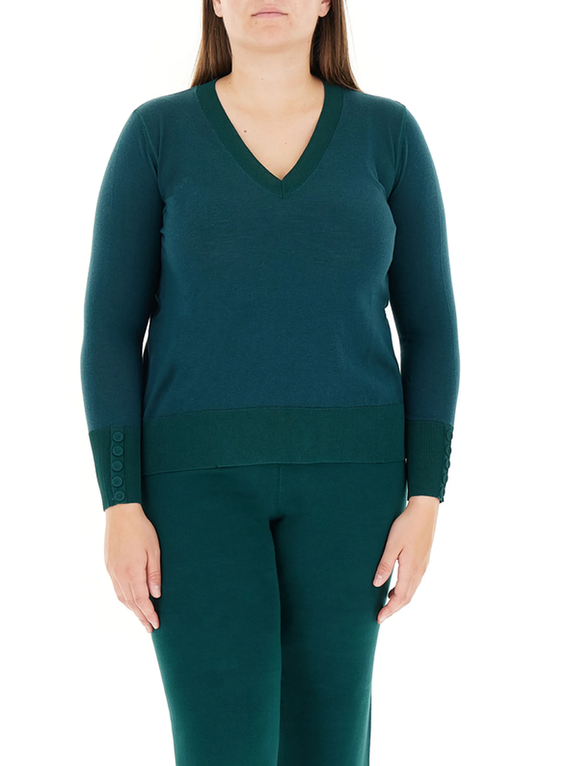 Maglia scollo V PETROLIO S - ELENA MIRO' - FashionsVida
