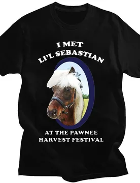 Funny Parks and Recreation I Met LiL Sebastian vintage Men T Shirt Top Pure Cotton Tee Shirt Casual Loose Oversize Streetwear - Aliexpress - FashionsVida