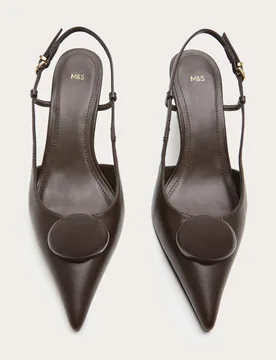 Trim Detail Stiletto Heel Pointed Sling Back Shoes Brown female - M&S - FashionsVida