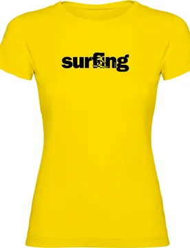 T-shirt à Manches Courtes Word Surfing Yellow S - Kruskis - FashionsVida