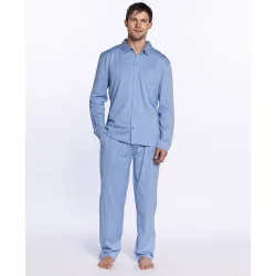 Pijama largo de hombre azul