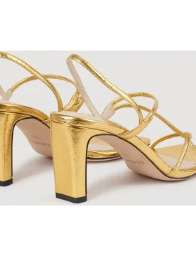 Sandalias de tiras de mujer de piel repujada y tacón ancho - sandro - FashionsVida