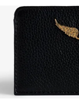 Zadig & Voltaire - Tarjetero de mujer de piel granulada con colgante de strass - Zadig & Voltaire - FashionsVida