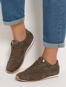 Women's Slim Sole Trainers In Wide E Fit in Chocolate Size: 6E - Chocolate - Size: 6E - Yours - FashionsVida
