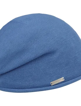 Rolled Edge Beanie by - blue - Unisex - Size: One Size - Seeberger - FashionsVida