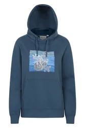 Printed Seahorse Womens Hoodie - Navy - Navy - Size: 14