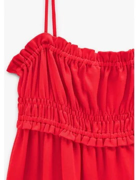 Vestido midi 100% algodón de tirantes fluido - Parfois - FashionsVida