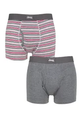 Mens 2 Pack Tonal Stripe and Plain Keyhole Hipster Trunks Charcoal / Red Extra Large - Grey - Size: Extra Large