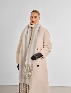 Brushed Striped Tassel Scarf White Mix female - Katie Loxton - FashionsVida