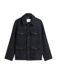Regular Fit Wool Rich Collared Jacket Navy male