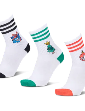 Mid Cut Crew 3 Pack Unisex Socks - White - Size - White - Size: 8.5-10 - Adidas - FashionsVida