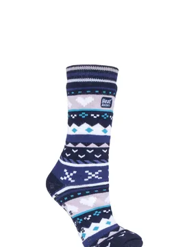 Pair Navy Soul Warming Socks Ladies 4-8 Ladies - - Blue - Size: Small - Heat Holders - FashionsVida