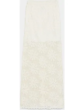 Falda midi de punto con estampado flores - Noon - FashionsVida