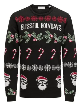 ONSXMAS REG 5 AOVER CREW KNIT mae - L - FashionsVida