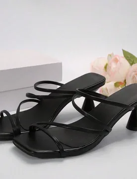 Sandalias de tacón alto con elegante estilo francés y tirantes finos para niñas, con un diseño grácil y encantador, adecuadas para socialités, u - Shein - FashionsVida