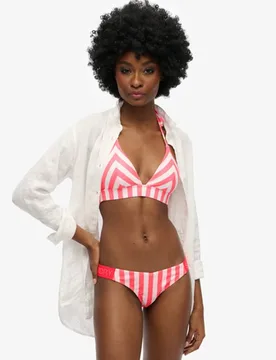 Superdry Damen Gestreiftes Triangel-bikinioberteil Pink - Größe: 36 - 49.99 - FashionsVida