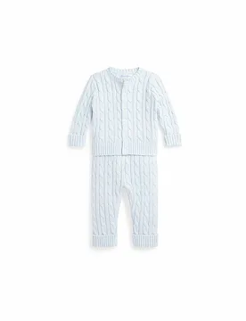 Set neonato 2 pezzi cardigan e pantaloni azzurro 74 - Ralph Lauren - FashionsVida