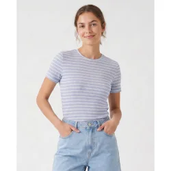 Camiseta de mujer de manga corta y cuello redondo de canalé