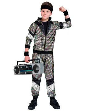 Er Kostüm Jogginganzug Discokugel für Kinder silber - Widmann - FashionsVida