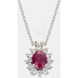 Colgante de oro, diamantes y rubí
