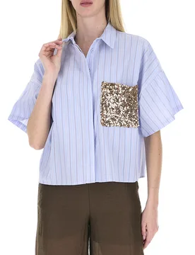 Camicia con paillettes AZZURRO CHIARO S - Dixie - FashionsVida