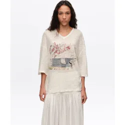 Camiseta de mujer logo cala bimba lino lavado