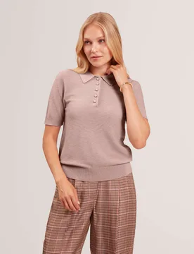 Pure Wool Polo Shirt Pink female - Ted baker - FashionsVida