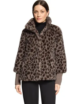 Abrigo corto animal print con tejido teddy de pelo sintético - Betty Barclay - FashionsVida