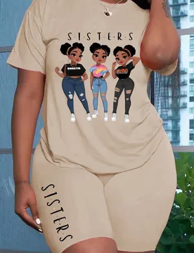 Camiseta gráfica con figura y letra y pantalones cortos de ciclista para verano L - Shein - FashionsVida