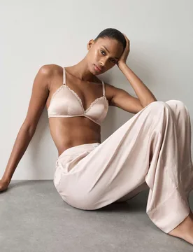 Silk & Lace Non Wired Bralette Bra A-E Light Beige female - Autograph - FashionsVida