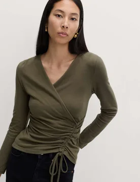 Cosy Ruched Front Top with Stretch Moss female - M&S - FashionsVida