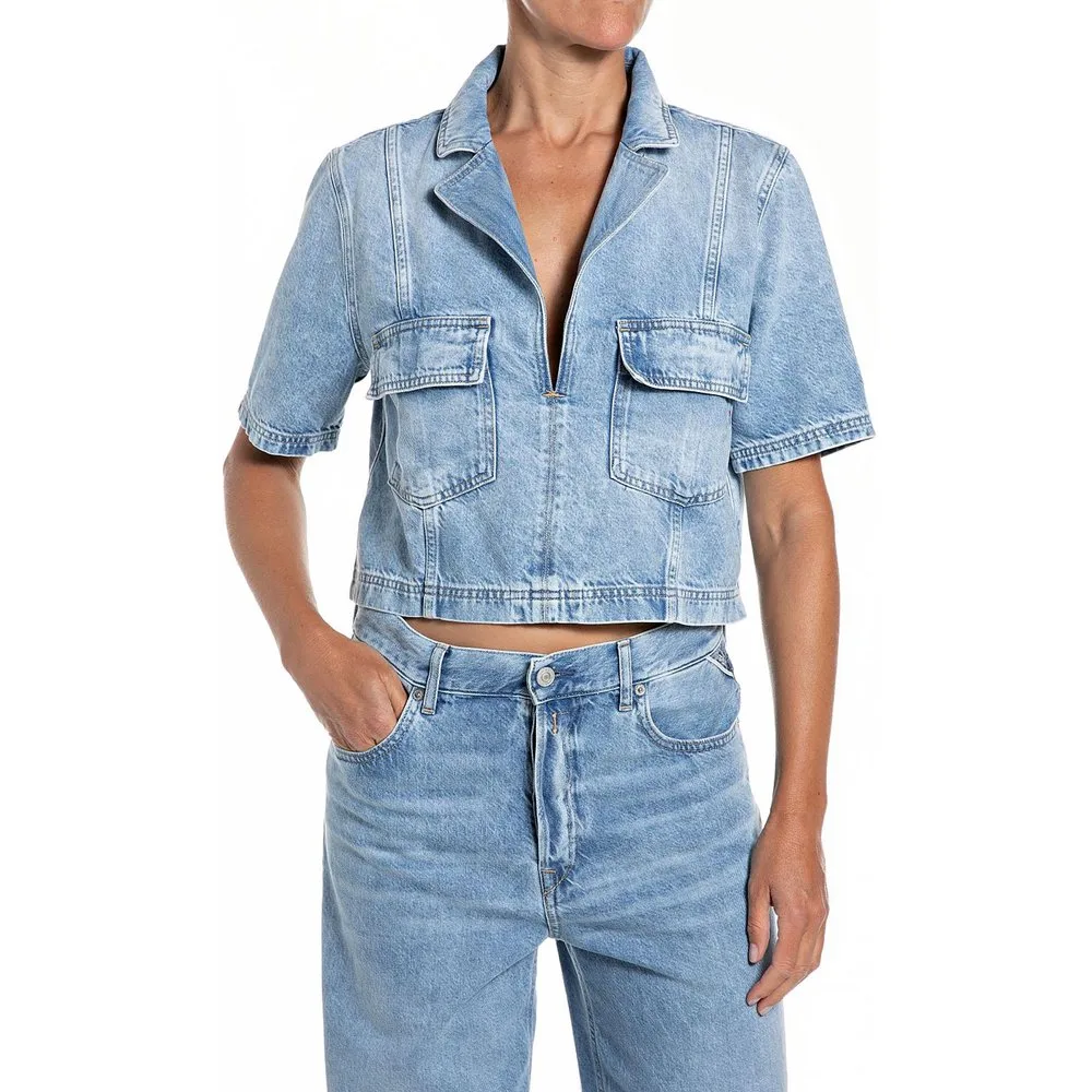 Camisa vaquera de mujer de manga corta - Replay - FashionsVida