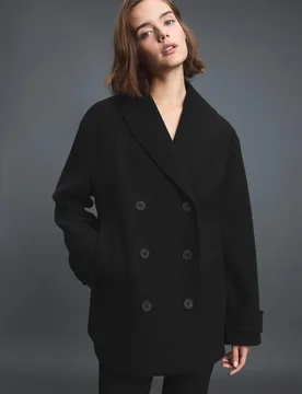Kurzer Mantel mit Rollkragen Schwarz S - Stradivarius - FashionsVida