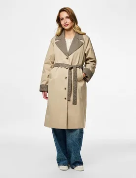 Gabardina de cuello solapa de mujer - Pieces - FashionsVida