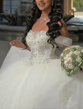 White Shiny Quinceanera Dresses Off The Shoulder Applique Lace Beads Tull Bow Corset Party Birthday Sweet 16 Dres Vestidos 15 De - Aliexpress - FashionsVida