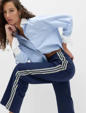 Side Stripe Straight Leg Joggers Navy Mix female - M&S - FashionsVida