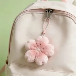 Cute Sweet Plush Flower Keychain Ornaments Friendship Cherry Blossom Pendant Key Ring Bag Hanging Gifts
