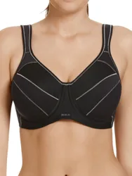 Womens Full Support Wired Sports Bra - Black Polyamide - Size 38d
