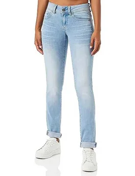 Jean Midge Saddle Mid Straight Fit Lt Indigo Aged 26 - G-Star - FashionsVida