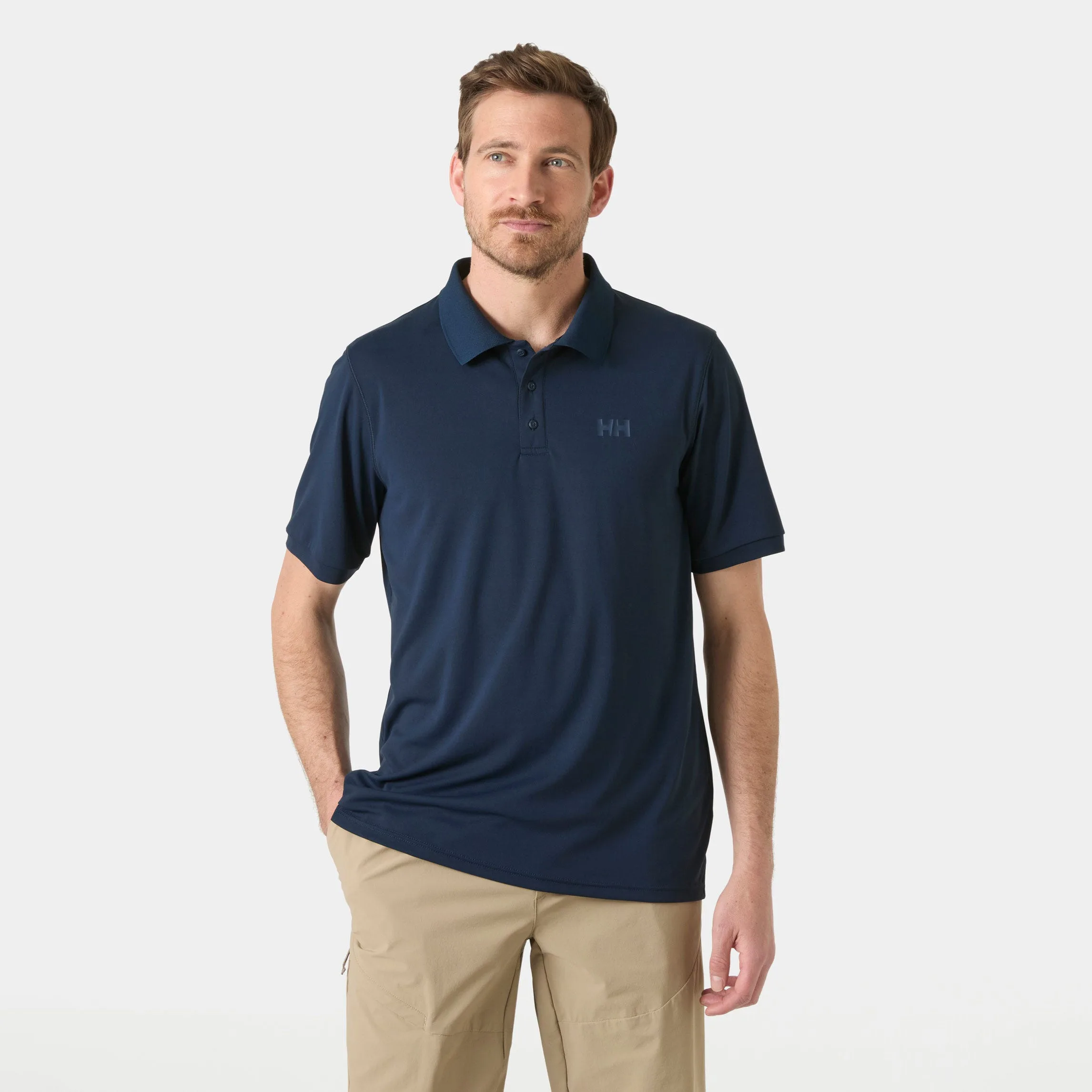 Men's LIFA® Active Solen Short Sleeve Polo Navy M - Navy Blue - Male - Helly Hansen - FashionsVida