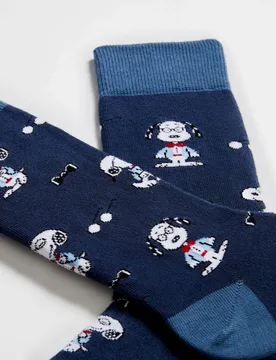 Calcetines de Snoopy altos de algodón orgánico color azul - Besocks - FashionsVida