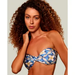 Top de bikini bandeau estampado con relleno