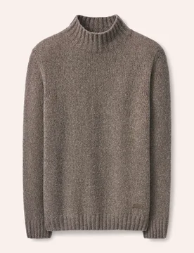 Stehkragen-Pullover in Boucle Optik, noch offen: Größenlauf, Farbe Beige, 48, mit extrafeiner Merinowolle leichtes Bouclé-Garn Herren - Walbusch - FashionsVida