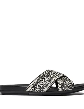 Gracie Woven Womens Slides Black/ivory Mix Textile - Size Uk 4 - Fitflop - FashionsVida