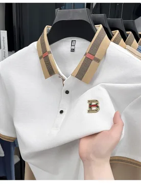 High-end Letter B Printed Summer Men's Color Blocked Lapel Short Sleeved Polo Shirt Versatile Tshirt for Business Commuting - Aliexpress - FashionsVida