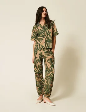 Pantalon de jogging en popeline avec imprimé - TWINSET - FashionsVida